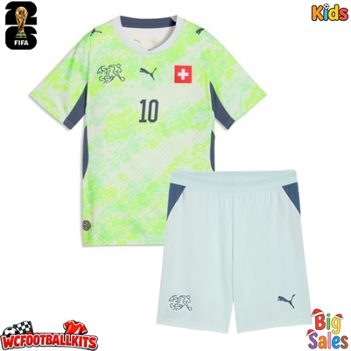 Switzerland Granit Xhaka #10 Replica Away Stadium Kit for Kids World Cup 2026 Short Sleeve (+ pants)
